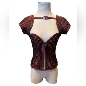 Striped Red and Black Corset and Bolero